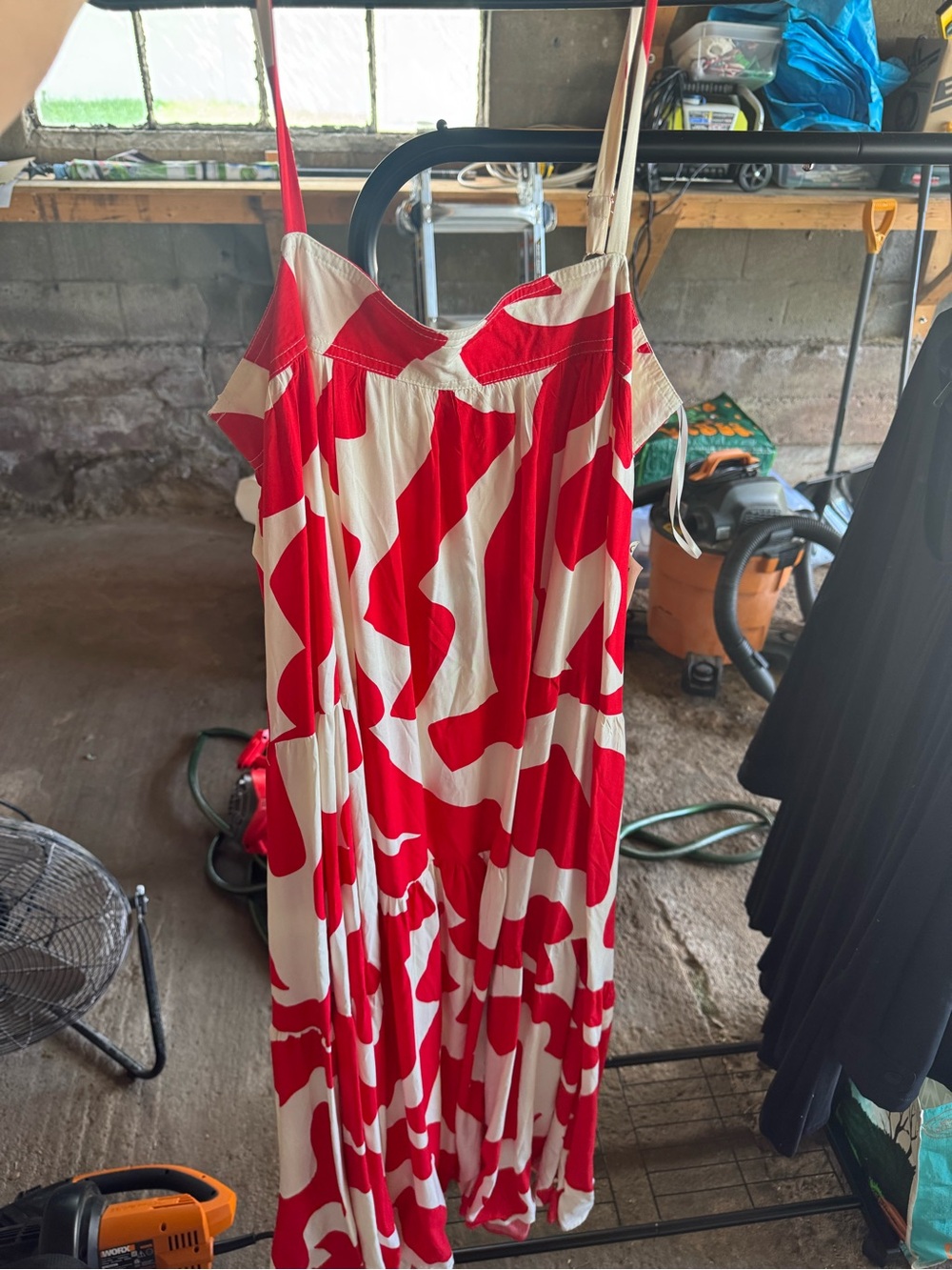NWT Red & White Abstract Print Maxi Slip Dress
